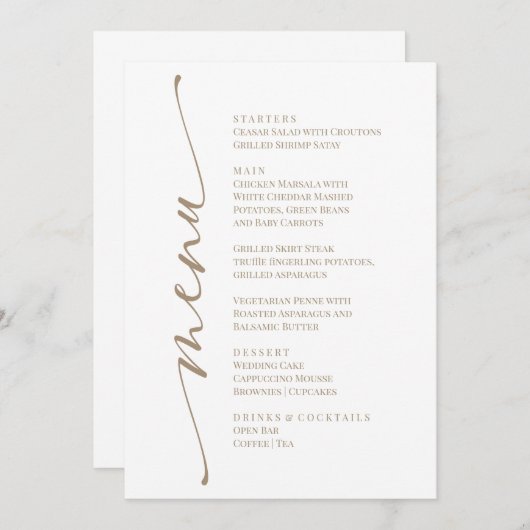 White Modern Elegant Menu  (Voorkant / Achterkant)