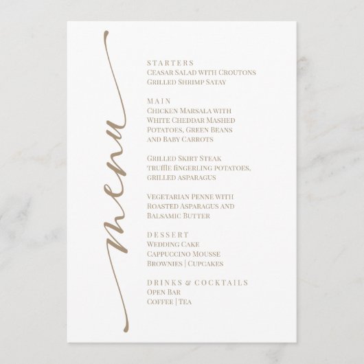 White Modern Elegant Menu  (Voorkant)