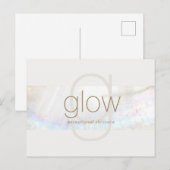 White Modern Elegant Monogram Seashell Stripe Briefkaart (Voorkant / Achterkant)