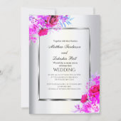 White Modern Elegant Weddin Rozen floral Kaart (Voorkant)