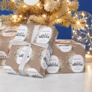 White Modern Floral Vrijgezellenfeest op maat Cadeaupapier