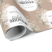 White Modern Floral Vrijgezellenfeest op maat Cadeaupapier (Rol Hoek)