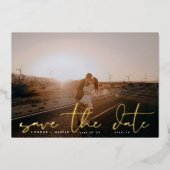 White Modern foto The Wedding Gold Save the Date Folie Uitnodiging (Voorkant)