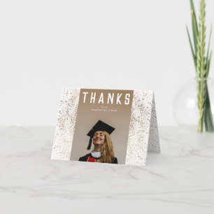 White Modern Gold Foil Botanicals Afstudeerder Fot Bedankkaart