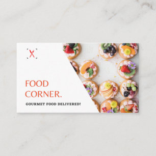White Modern Gourmet Food Photo Catering Business Visitekaartje