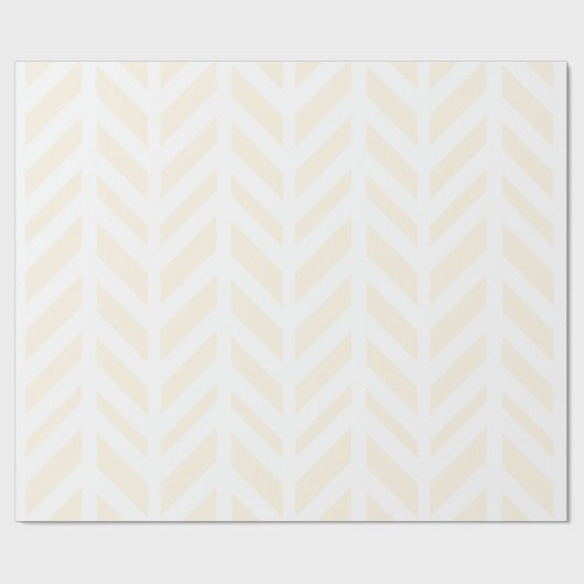 White Modern Herringbone & Tan Cadeaupapier (Vlak)