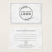 White Modern Leaf Pattern Logo Cadeaucertificaat Visitekaartje (Voorkant /achterkant)