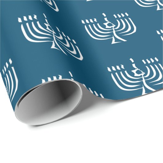 White Modern Menorah Wrapping Paper Cadeaupapier (Rol Hoek)