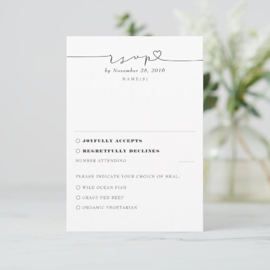 White Modern Minimal Wedding RSVP Foto Kaartje (Staand voorkant)