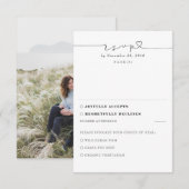 White Modern Minimal Wedding RSVP Foto Kaartje (Voorkant / Achterkant)