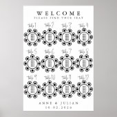 White Modern Minimal Wedding Seating Chart Poster (Voorkant)