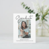White Modern Minimalist Afstuderen Foto Briefkaart (Staand voorkant)