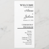 White Modern Minimalist Bridal Program QR Code Programmakaart (Voorkant)