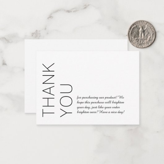 White Modern Minimalist - Hartelijk dank Notitiekaartje (Voorkant / Achterkant in situ)
