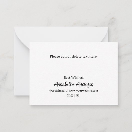 White Modern Minimalist - Hartelijk dank Notitiekaartje (Achterkant)