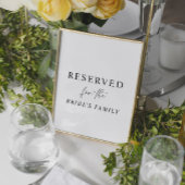White Modern Minimalist Reserved Wedding Sign Kaart