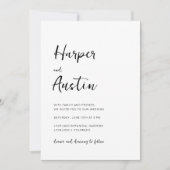 White Modern Minimalist Script Wedding Kaart (Voorkant)