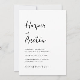 White Modern Minimalist Script Wedding Kaart