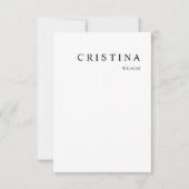 White Modern Minimalist Table Guest Place Card (Voorkant)