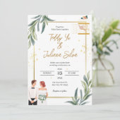 White Modern minimalist Wedding Invitation Feestdagenkaart (Staand voorkant)