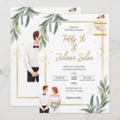 White Modern minimalist Wedding Invitation Feestdagenkaart (Voorkant / Achterkant)