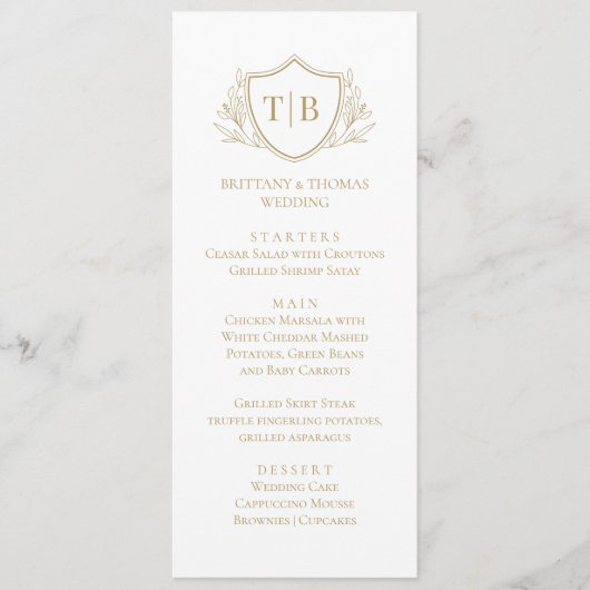 White Modern Monogram Elegant Menu  (Voorkant)