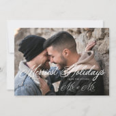 White Modern Mr & Mr Happiest Holidays Christmas Save The Date (Voorkant)
