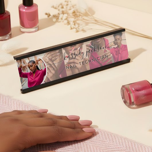 White Modern Photo Collage Script Kalligrafie Naam Bureau Naambordje