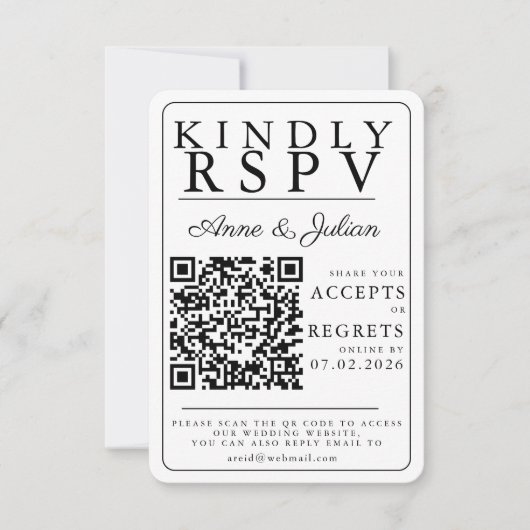 White Modern Photo RSVP Insert QR Code (Voorkant)