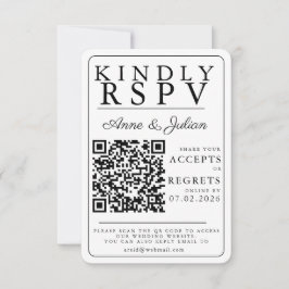 White Modern Photo RSVP Insert QR Code Kaartje