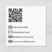 White Modern Photographer QR Code Vierkante Visitekaartje (Achterkant)
