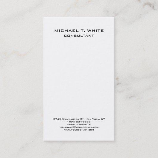 White Modern Plain Simple Attractive Minimalist Visitekaartje (Voorkant)