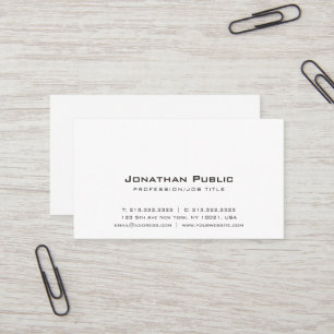 White Modern Plain Simple Elegant Professional Visitekaartje