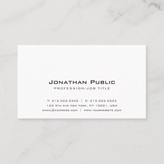White Modern Plain Simple Elegant Professional Visitekaartje (Voorkant)