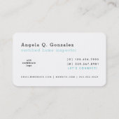 White Modern Robin Egg Blue House Inspector Visitekaartje (Achterkant)