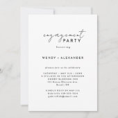 White Modern Script Engagement Party Kaart (Voorkant)