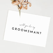 White Modern Script Groomsman Voorstel Kaart