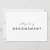 White Modern Script Groomsman Voorstel Kaart (Voorkant)