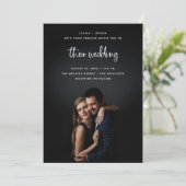 White Modern Script met foto | Weddenschap Kaart (Staand voorkant)