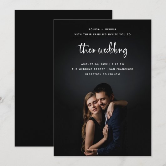 White Modern Script met foto | Weddenschap Kaart (Voorkant / Achterkant)