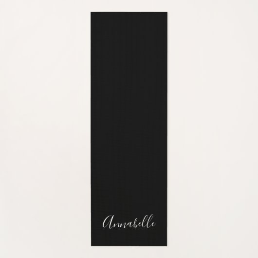White Modern Script op Black Personalized Yoga Mat (Voorkant)