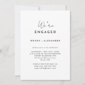 White Modern Script We're Engagement Party Kaart (Voorkant)