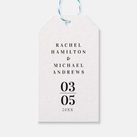 White Modern Simpel Wedding Cadeaulabel (Voorkant)