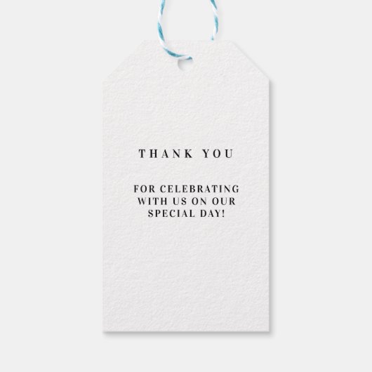 White Modern Simpel Wedding Cadeaulabel (Achterkant)