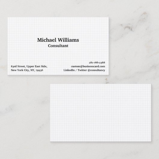 White Modern Trendy Checkered Geometric Pattern Visitekaartje (Voorkant / Achterkant)