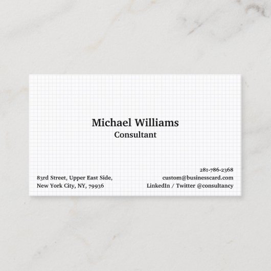 White Modern Trendy Checkered Geometric Pattern Visitekaartje (Voorkant)