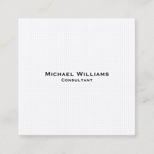 White Modern Trendy Checkup minimalistisch Profess Vierkante Visitekaartje (Voorkant)