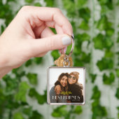 White Modern Typography Bestvrienden Foto Sleutelhanger (Hand)