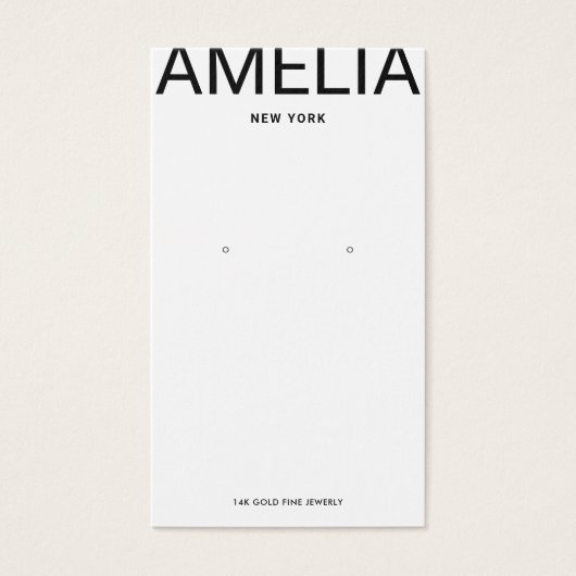 White Modern Typography Earring Display Kaart (Voorkant)