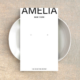 White Modern Typography Earring Display Kaart